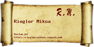 Riegler Miksa névjegykártya